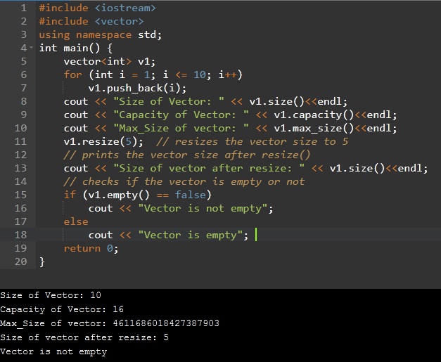 Capacity in vector c++
